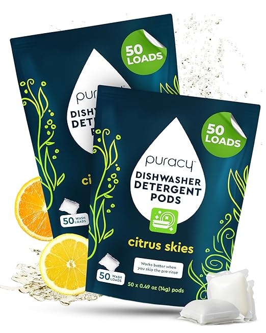 Puracy Dishwasher Pods, Natural Dishwasher Detergent, Citrus Skies Dish tabs by Puracy