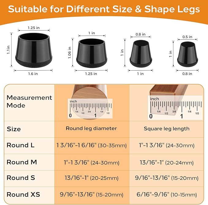 Meldel 24 PCS Silicone Chair Leg Floor Protectors Extra Small Rubber Felt - Image 2
