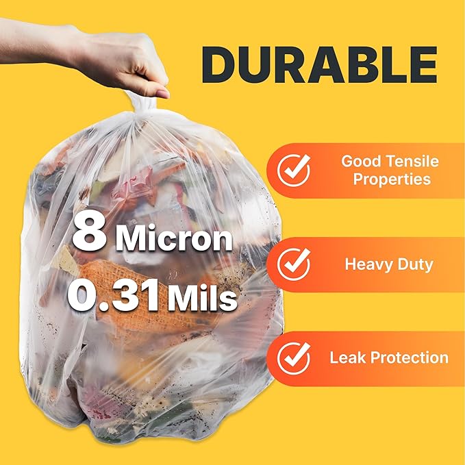 12-16 Gallon Trash Bags, 8 Micron High Density Garbage Can Liners Bulk - Image 4