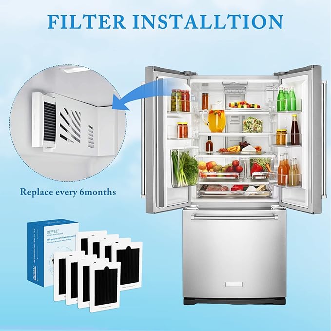 Refrigerator Air Filter Replacement 8 Pack, Carbon Activated Air Filter - Image 2