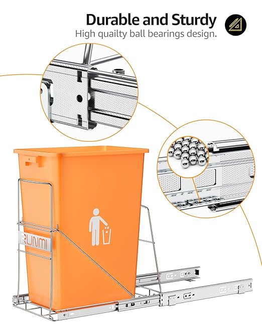 Pull Out Trash Can Under Cabinet，Heavy Duty Slide-Out Cabinet Kit, Adjustable - Image 5