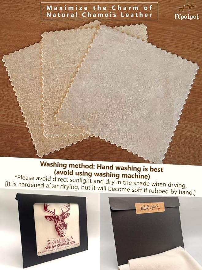 Eyeglass Cleaning Cloth Natural Chamois Leather Camera Lens Cleaning - Image 6