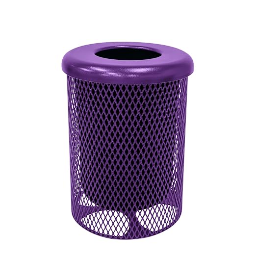 COATEDOUTDOORFURNITURE RFT-PUR Heavy Duty Round Trash Receptacle by CoatedOutdoorFurniture