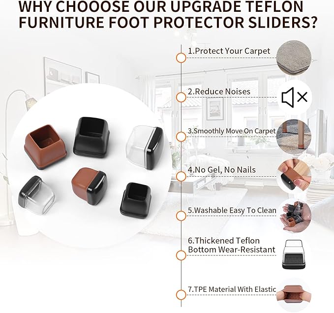 Ezprotekt 24 Pcs Chair Leg Sliders - Image 8