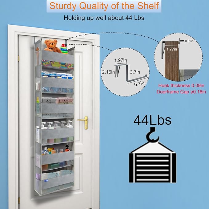 Extra Large Over The Door Organizer Storage 6-Shelves and 12 Side Pockets - Image 5