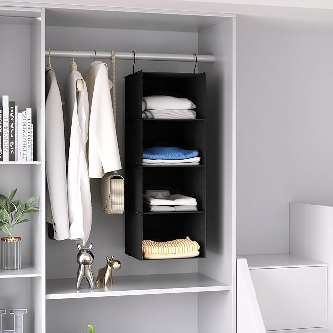 Hanging Closet Organizer, Easy Mount Foldable 4-Shelf Hanging Closet Wardrobe - Image 8