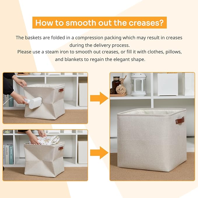 DULLEMELO Storage Bins, 4 Pack Of 13x13x13 Decorative Storage Cube Bins Suit - Image 5