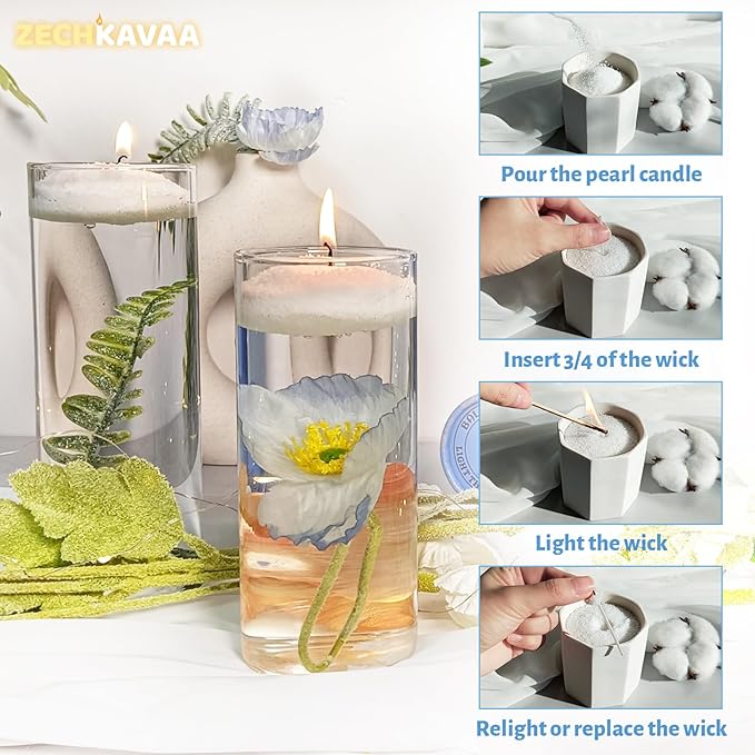 Unscented White Pearled Candle 18oz Luxury Sand Candle Granulated Wax - Image 5