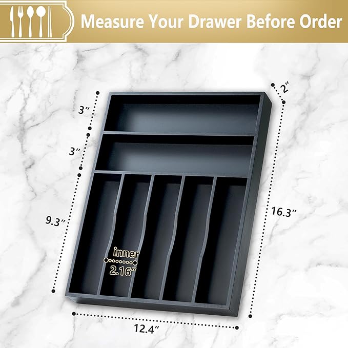 Silverware Organizer, 12.5 Inch Utensil Organizer Kitchen Drawer Organizer - Image 2