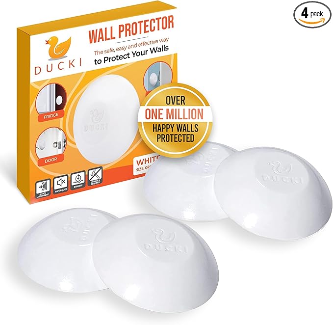 Ducki Wall Protectors -4 Pack White- Self Adhesive, Reusable Solution by Ducki