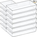 12 Pack Large Clear Plastic Drawer Organizer Set, Acrylic Bathroom Organizer by Criusia