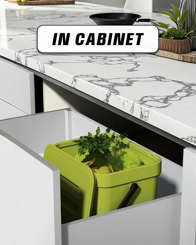 Countertop Compost Bin Kitchen, 1.8 Gallons Hanging Trash Can - Image 9