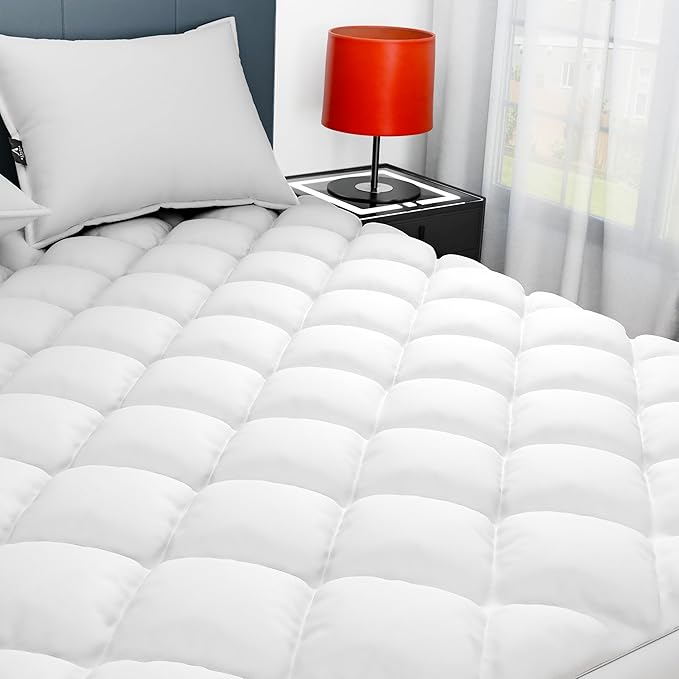 Sunflower King Mattress Pad, Hypoallergenic Cotton Mattress Cover, 18-22" Extra by SunflowerHometexUS