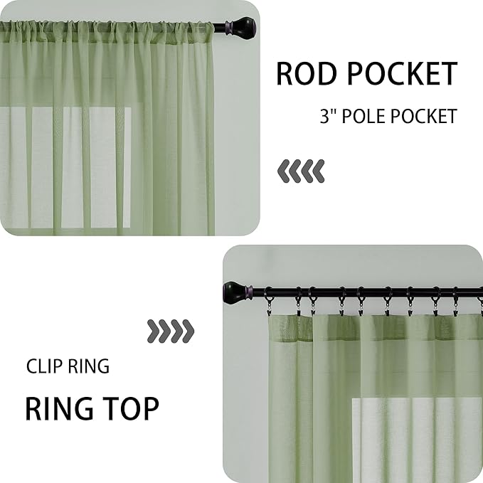 Tollpiz Sheer Door Curtain Closet Linen Textured Curtain Sheers Doorway Light - Image 5