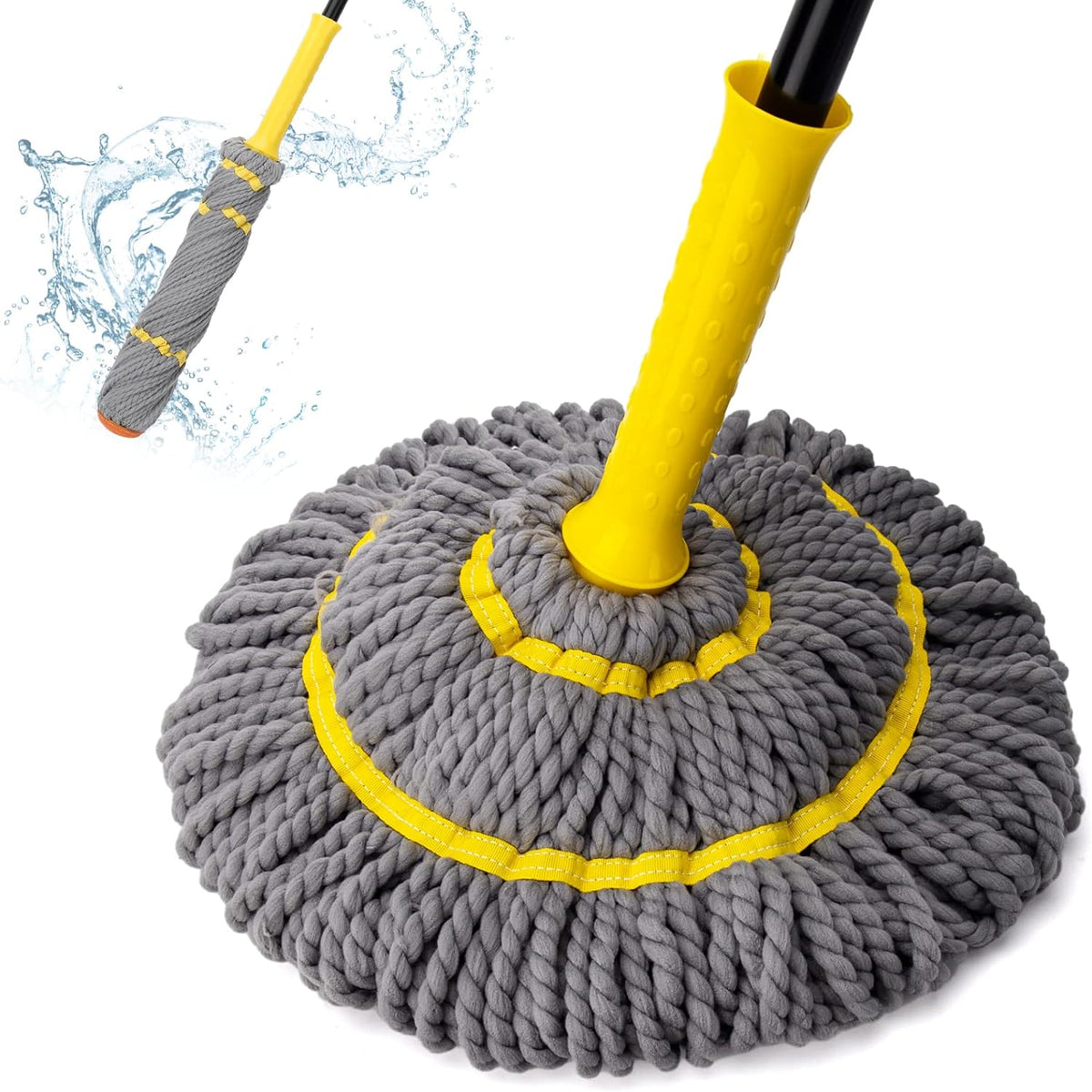 Self-Wringing Twist Mop, Microfiber Floor Mop 57" Long Handle, Gray