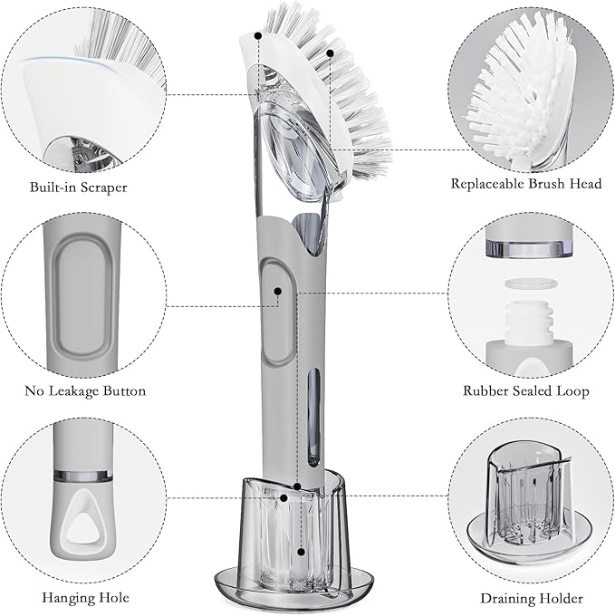 Soap Dispensing Replacement Dish Brush Storage Set - Image 7