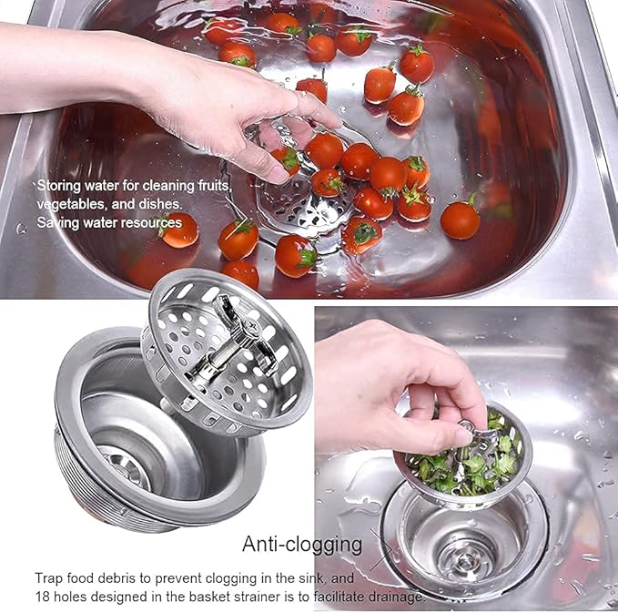 304 Stainless Steel Kitchen Sink Twist Lock Basket Drain Assembly W/Brass - Image 6