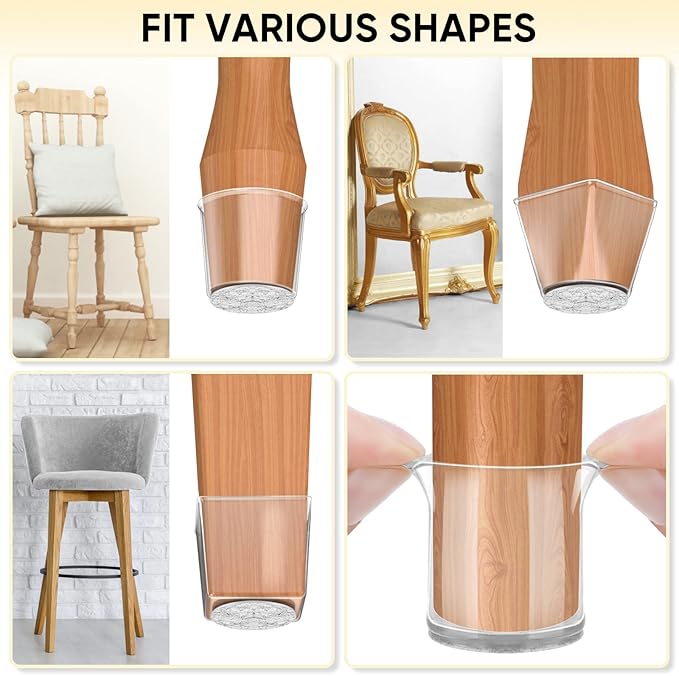 BALEINE 16 Pack Silicone Chair Leg Floor Protectors, Stool Leg Protectors Cap - Image 7