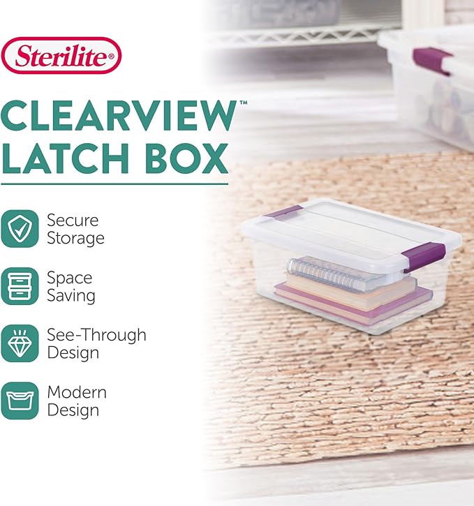 Sterilite 48-Pack ClearView Latch Box, Stackable Storage Organizer Bins - Image 2