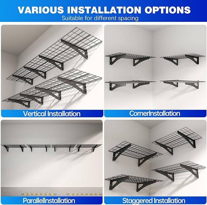 Heavy Duty Garage Wall Shelving, 2x6ft Wall Mounted Storage Shelves - Image 4