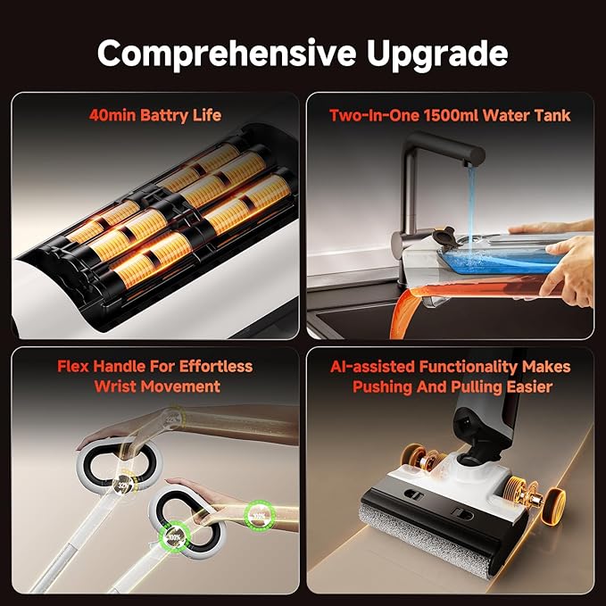 uwant D100 Wet Dry Vacuum Cleaner 180°Lay-Flat Vacuum Mop All in One - Image 8