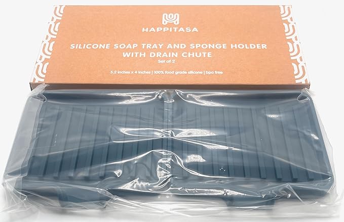 Happitasa Silicone Soap Dish Tray and Sponge Holder - Image 3