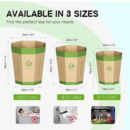 6-Pack Cardboard Trash Can – Foldable, Recyclable, Plastic-Free & Reusable - Image 5