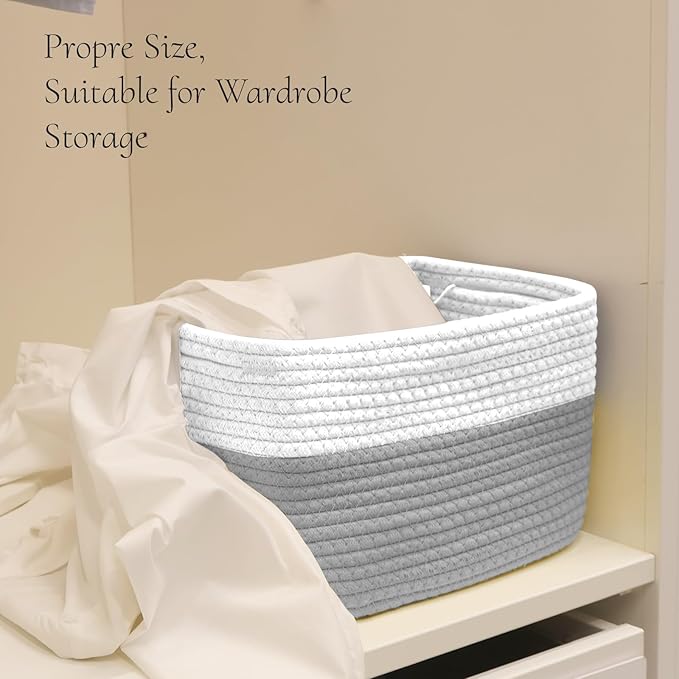 Hopegiver Woven Storage Baskets 11x8x7 Inch, 3 Pack Collapsible Cube Storage Bin - Image 4