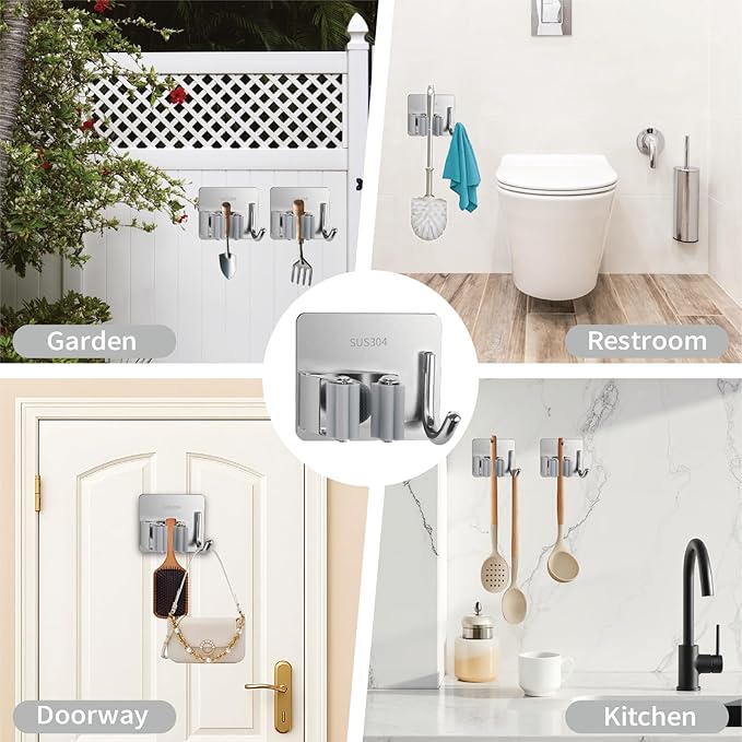 5 Pack Mop and Broom Holder Wall Mount, Mop Broom Organizer - Image 6