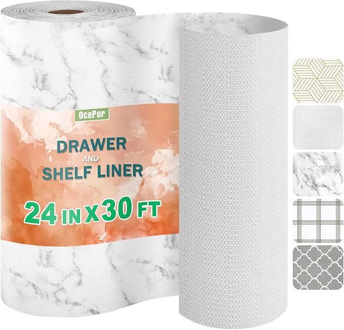 OcePor Non-Adhesive Drawer and Shelf Liner 24IN x 30FT，Non Slip Cabinet and by OcePor