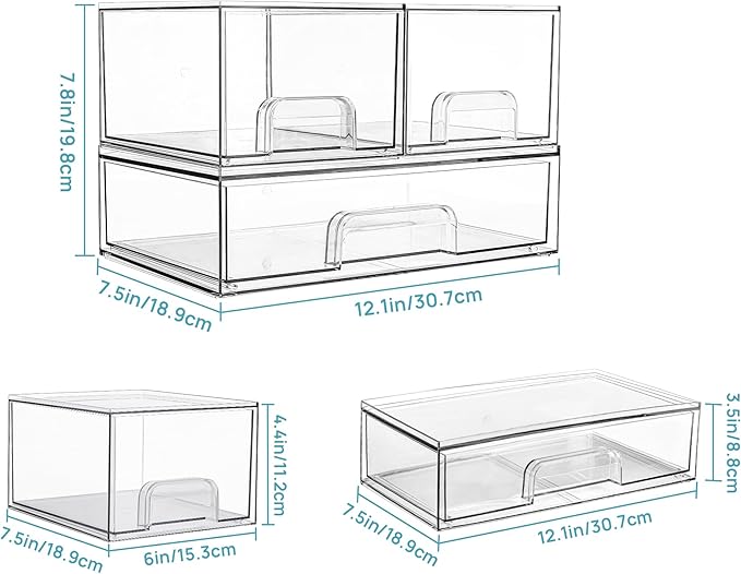 Vtopmart Stackable Storage Drawers Set of 3, Beauty Supplies, Pantry - Image 3