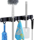 voze 2 Racks and 3 Hooks Mop and Broom Holder Wall Mount, Self Adhesive Heavy by voze