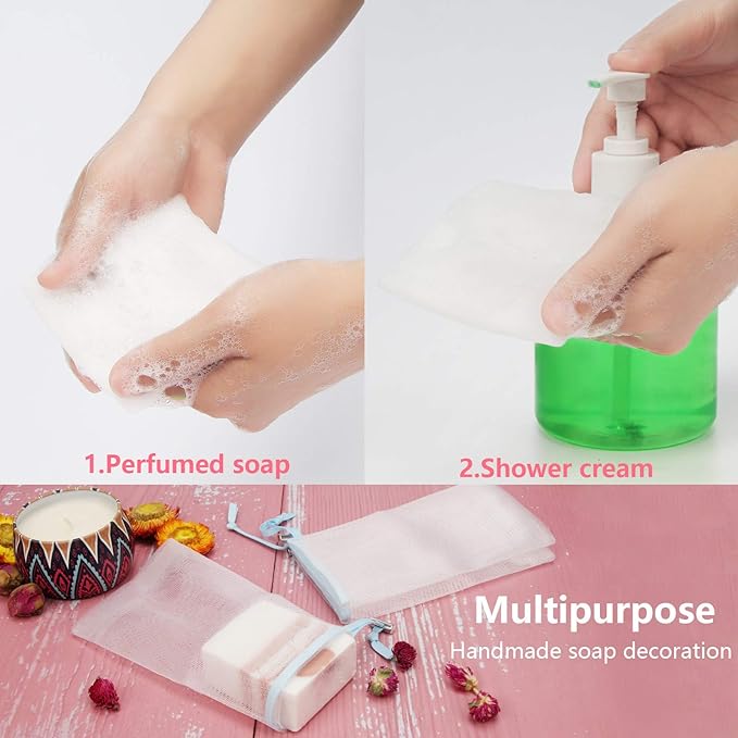 Cobahom Soap Bag 6 Pack 6 x 3.5 Inch Mesh Foaming Net Soap Sack Bags Soap Saver - Image 6