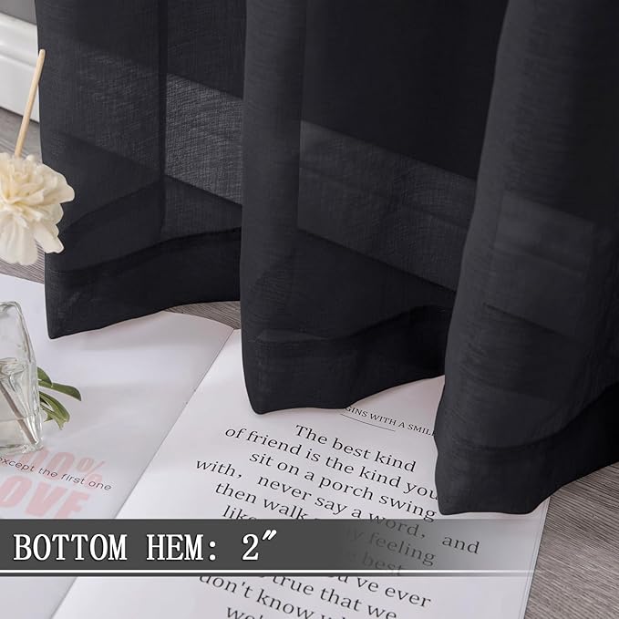 Tollpiz Sheer Curtains Bedroom Linen Textured Curtain Sheers Light Filtering - Image 4