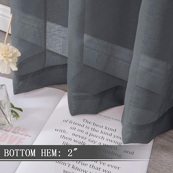Tollpiz Sheer Tier Curtains Kitchen Linen Textured Half Curtain Sheers Light - Image 4