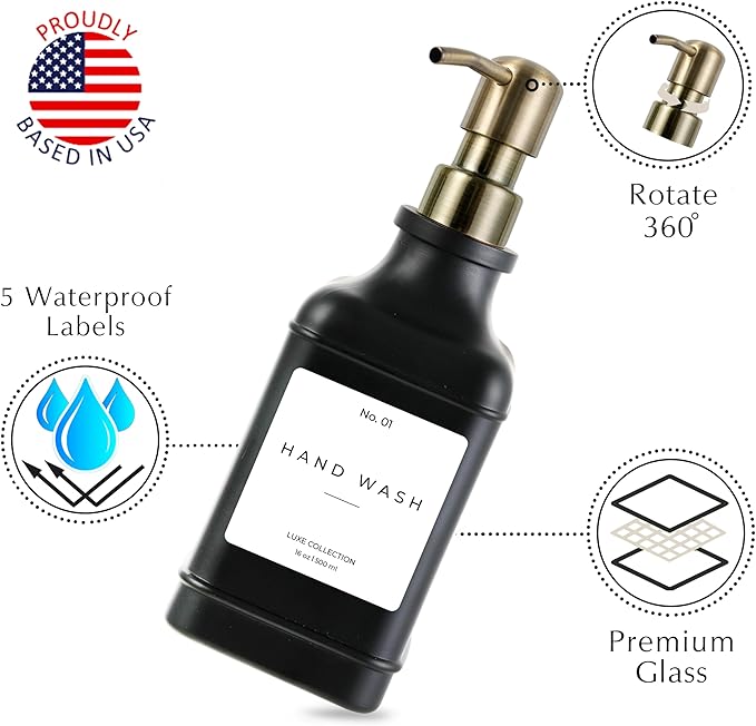 Emerson Essentials Soap Dispenser, Dish Soap Dispenser, Soap Bottle Bathroom Set - Image 3