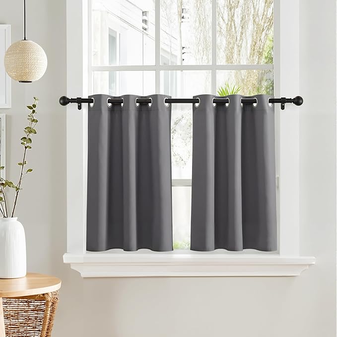 PONY DANCE Short Gray Blackout Curtains by PONYDANCE