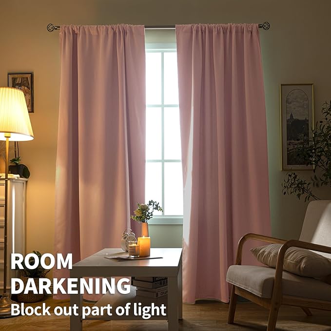 BGment Baby Pink Room Darkening Curtains - Image 2
