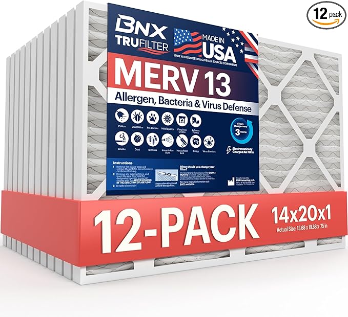 BNX TruFilter 14x20x1 MERV 13 AC Furnace Air Filter by BNX