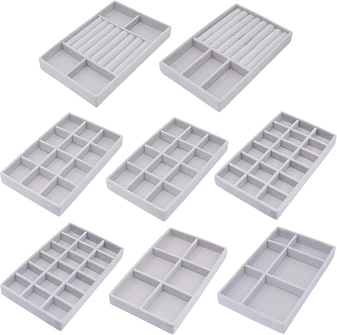 Jewelry Storage 8PACK, Velvet Jewelry Organizer Trays by 7COLORSKY