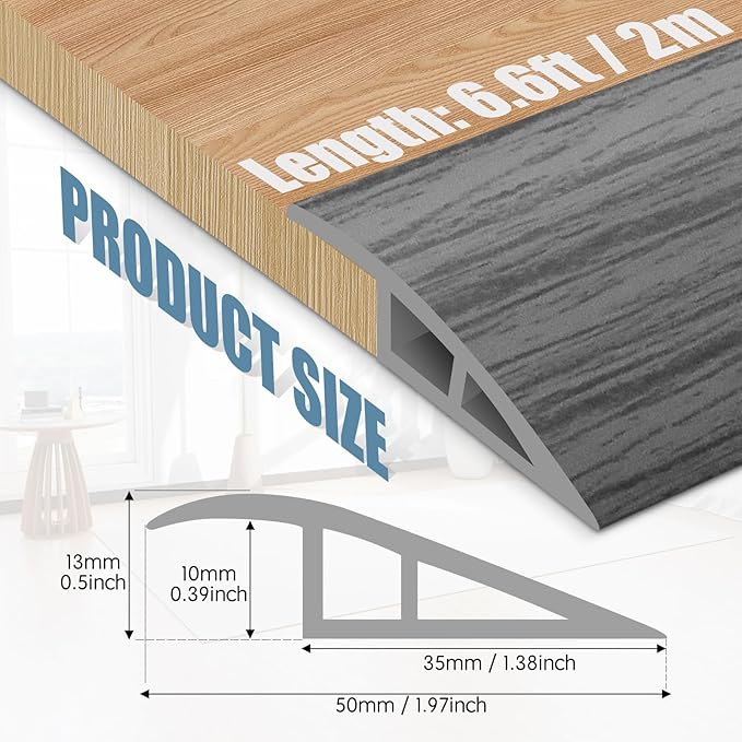 Floor Transition Strip Door Threshold 79" Floor Transition Reducer Trim on The - Image 2
