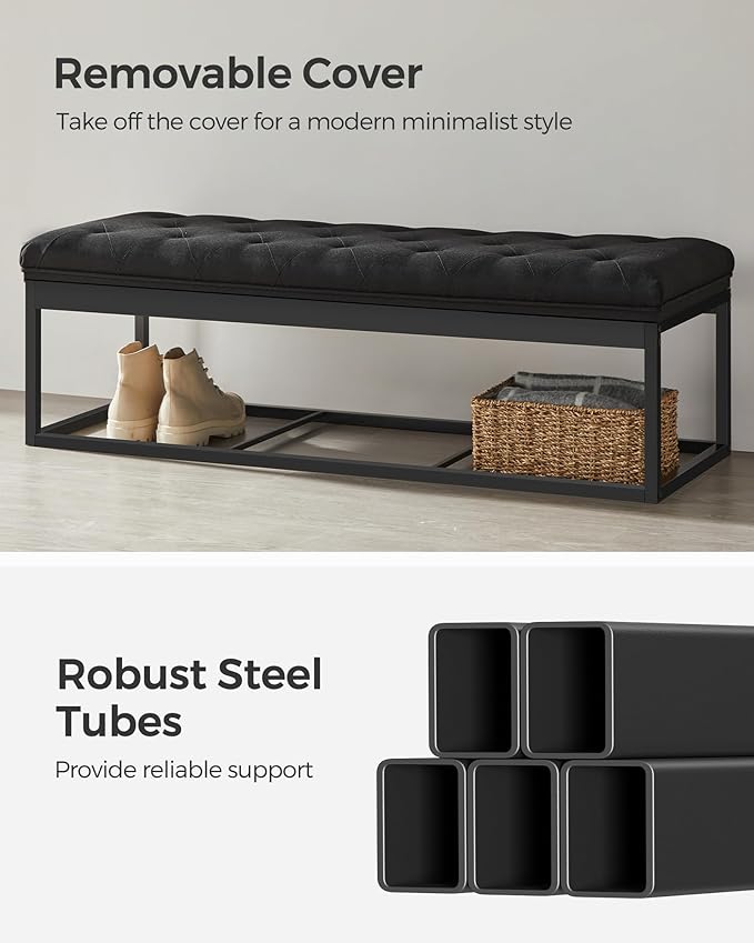 SONGMICS Storage Ottoman Bench, Foot Rest - Image 4