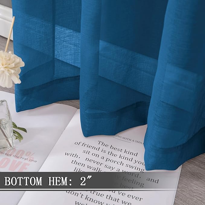 Tollpiz Short Sheer Tier Curtains Linen Textured Half Kitchen Curtain Sheers - Image 4