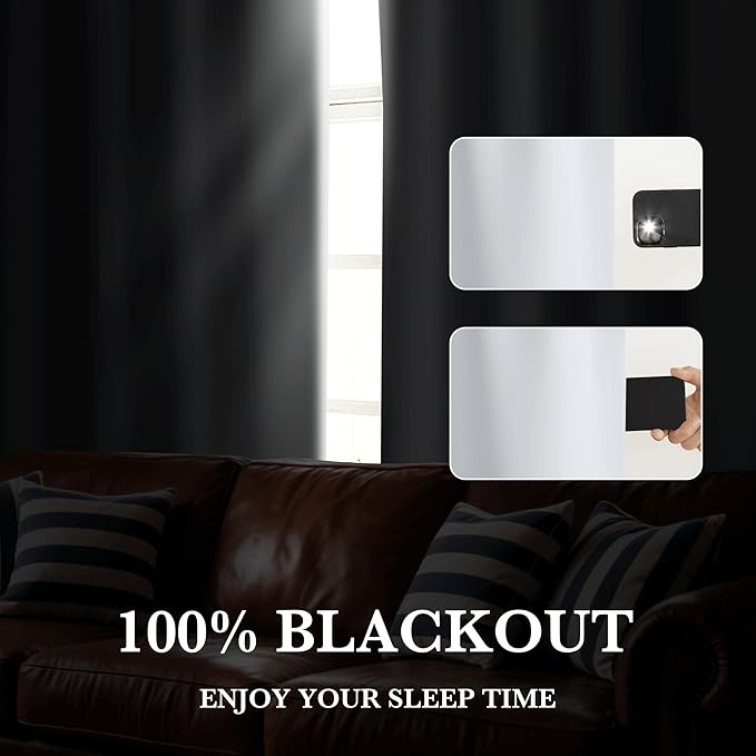 RYB HOME White Short Blackout for Small Window 45 inches Length, Thermal - Image 3