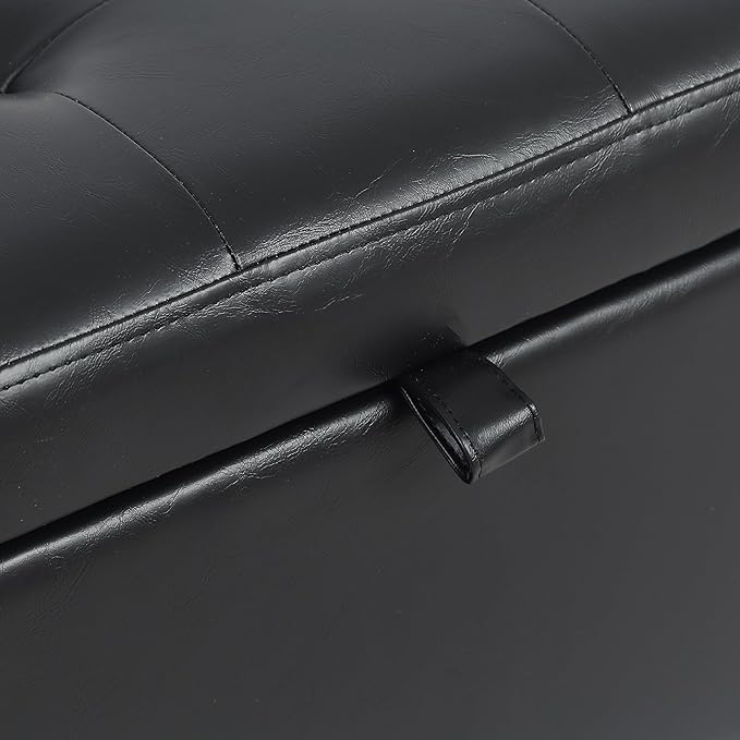 Adeco Faux Leather Storage Ottoman - Image 4