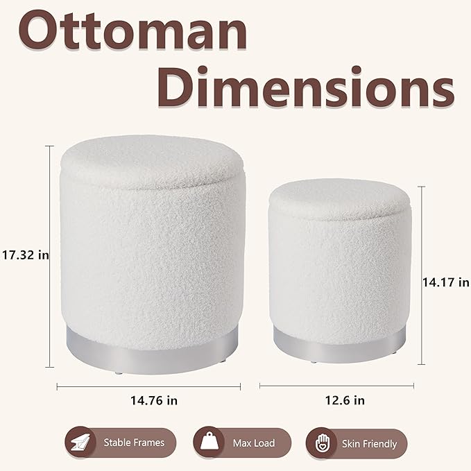 Royal Windsor Boucle Round Ottoman - Image 2