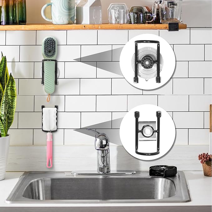 Sink Brush Holder, Magnetic Kitchen Sink Caddy Holder, Soap Dispensing Palm - Image 6