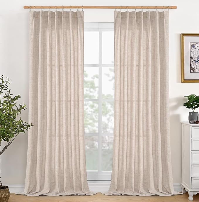 YoungsTex Natural Linen Back Tab Curtains 84 Inch Length 2 Panels by YoungsTex