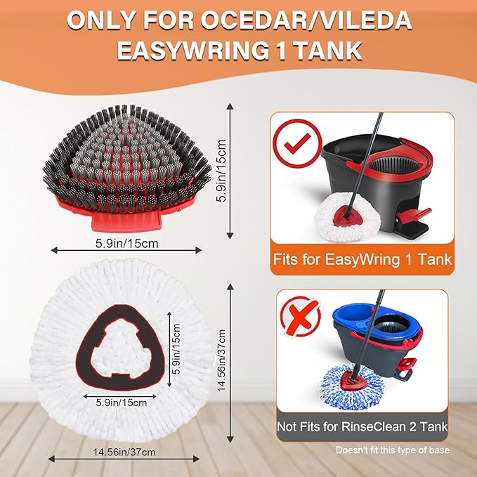 Spin Mop Head Replacement for O Cedar EasyWring 1-Tank System, 2 Mop Replace - Image 2