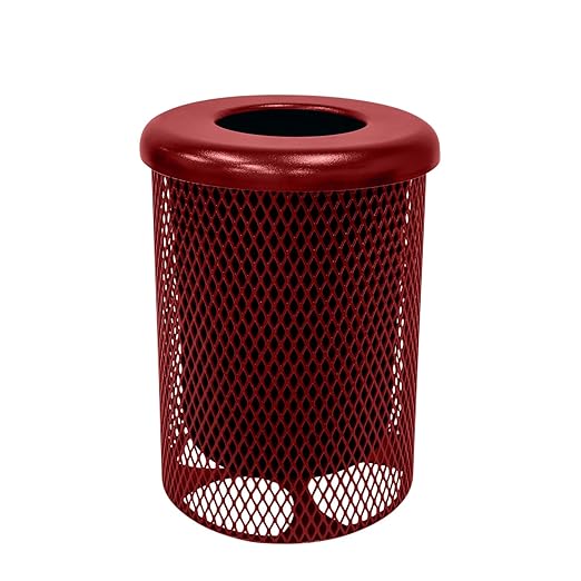 COATEDOUTDOORFURNITURE RFT-TXTBUR Heavy Duty 32 Gallon Round Trash Receptacle by CoatedOutdoorFurniture